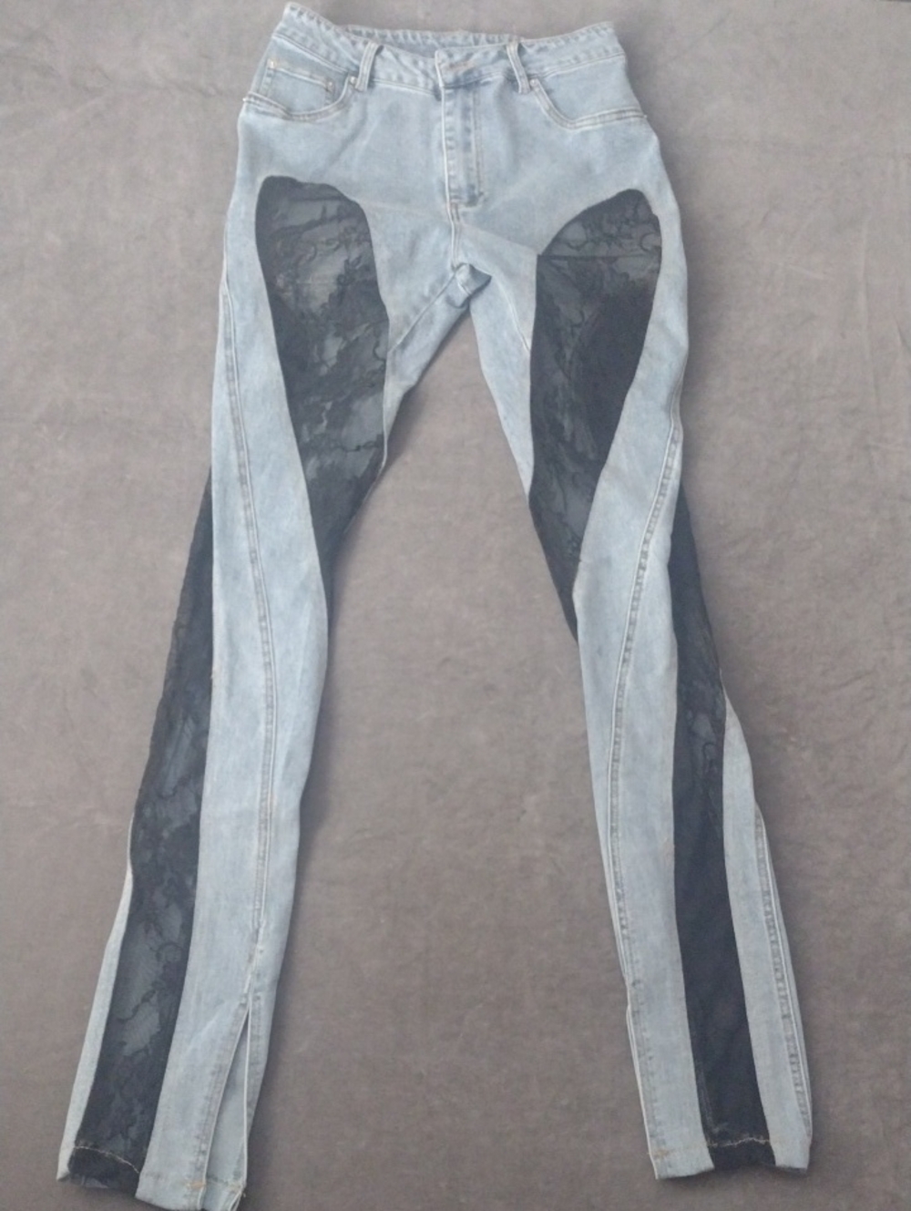 Light Blue Wms S (26/30.5) Skinny Jeans with Black Lace Inset